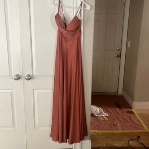 Long copper silk dress